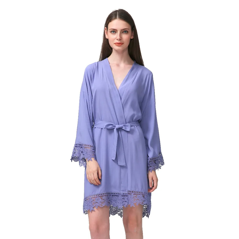 YUXINBRIDAL румяна искусственный шелк новое однотонное хлопковое кимоно халаты с