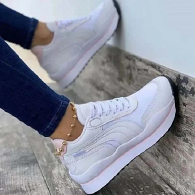 

Women Sneakers Tennis Shoes Mesh Breathable Platform Sneakers Round Toe Lace-Up Vulcanized Shoes Fashion Female Footwear Zapatos