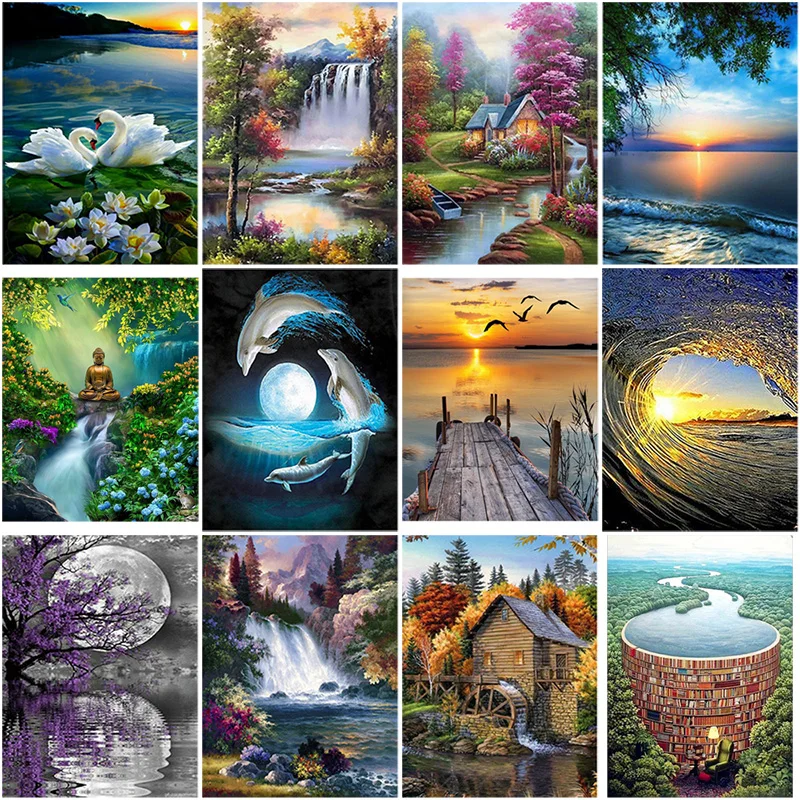 Алмазная 5D картина сделай сам водопад ландшафт искусство вышивки крестиком