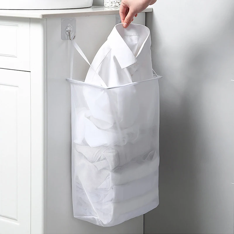 

Wall-Mounted Breathable Mesh Laundry Basket Foldable Wall Mounted Dirty Clothes Basket Bathroom Clothes Storage Baskets