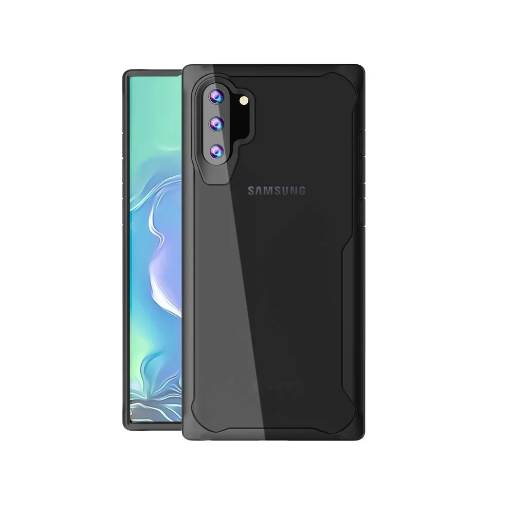Для samsung Galaxy Note 10 Чехол прозрачный Броня чехол для samsung Note 10 Plus Pro Чехол акриловые аксессуары для TPU(XS0409 - Цвет: Черный