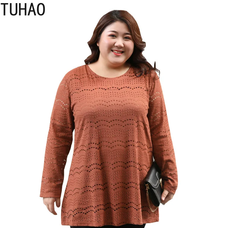TUHAO, большие размеры, 7XL, 6XL, 5XL, офисные женские блузки, женская блузка с длинным рукавом, хлопковая, с вырезом, повседневные рубашки, женские топы