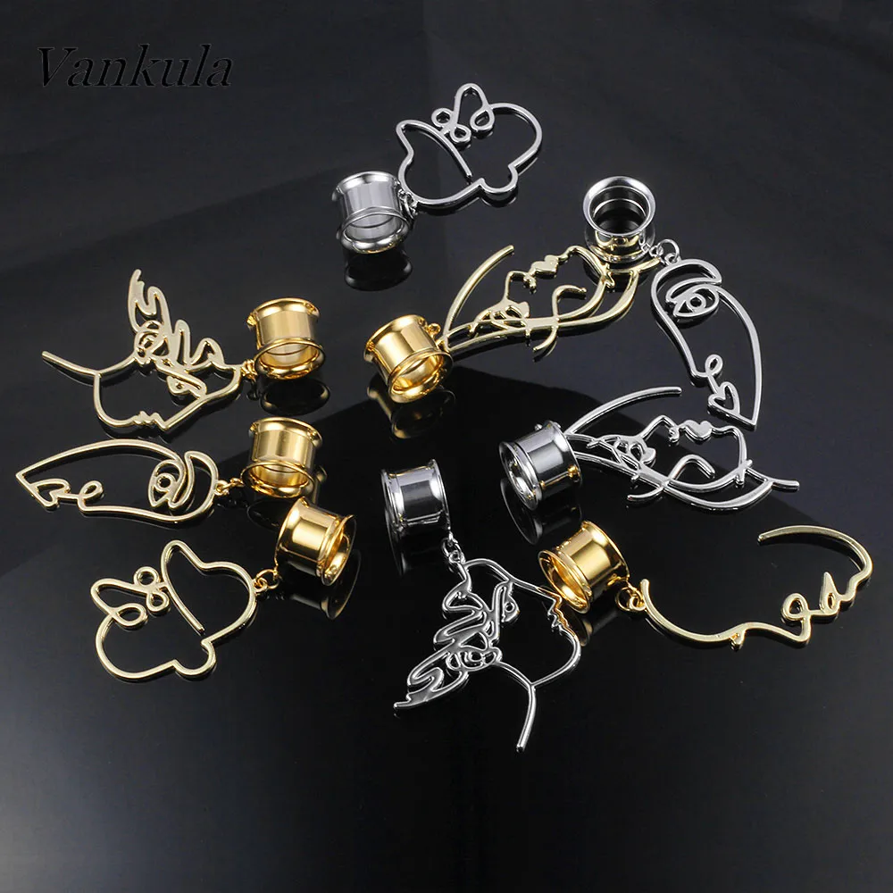 Vankula 2 шт. заглушки для ушей в форме лица туннели дилаты измерения плодов