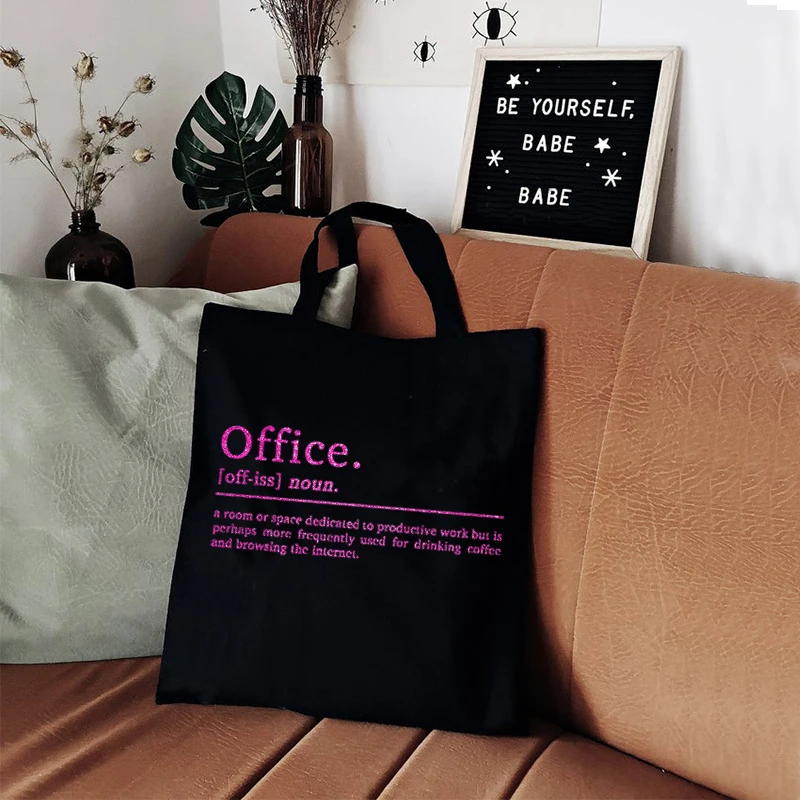 

Office Definition Tote Bag Funny Prints Custom Bags with Logo Definition Print Reusable Bag Letter Purse Eco Friendly