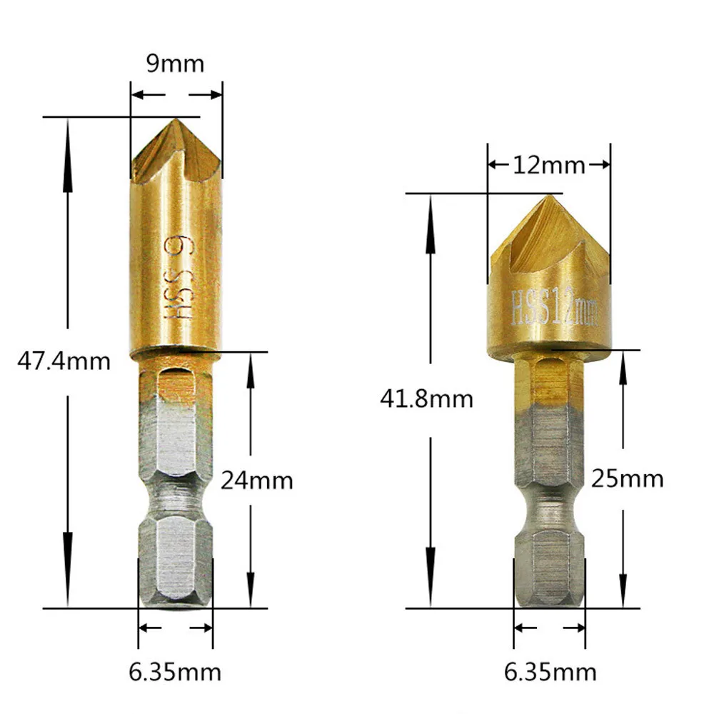6 шт. HSS 5 Флейта Зенковка буровой головки Набор бит 1/4 &quotфасочный инструмент