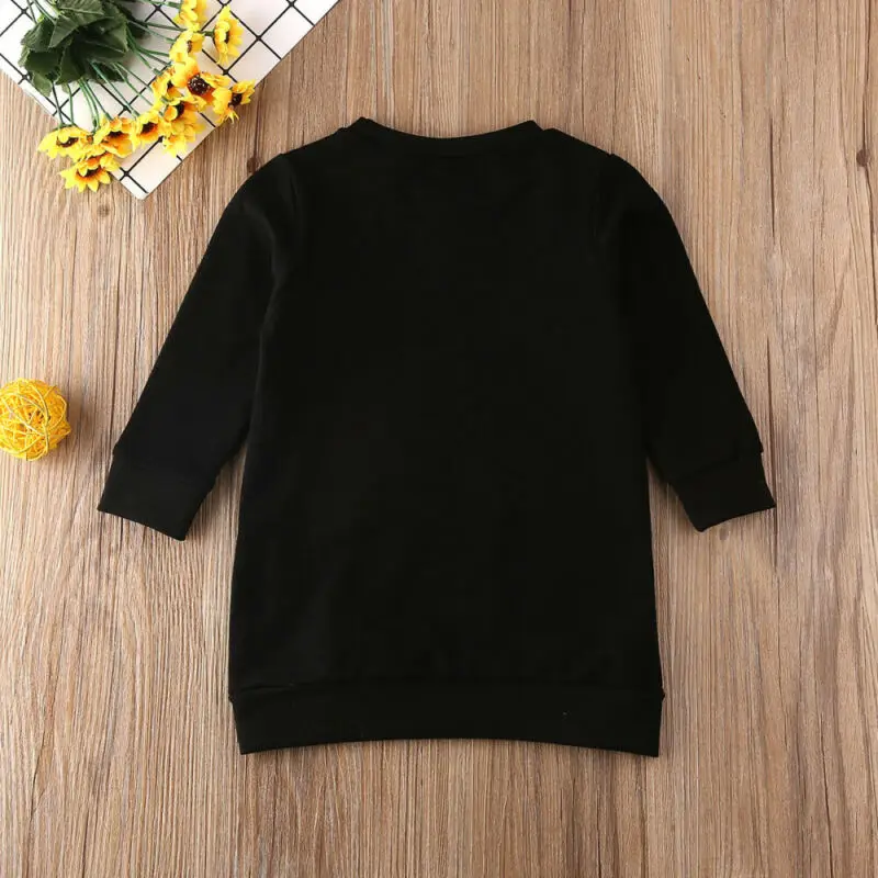 

1-7Y Toddler Kids Baby Girl Sweatshirt Dress Toddler Kids Baby Girl Winter Clothes Cotton Tops T-Shirt Mini Jumpsuit Dress