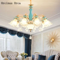european style ceramic living room chandelier simple luxury warm bedroom garden restaurant zinc alloy new crystal chandelier