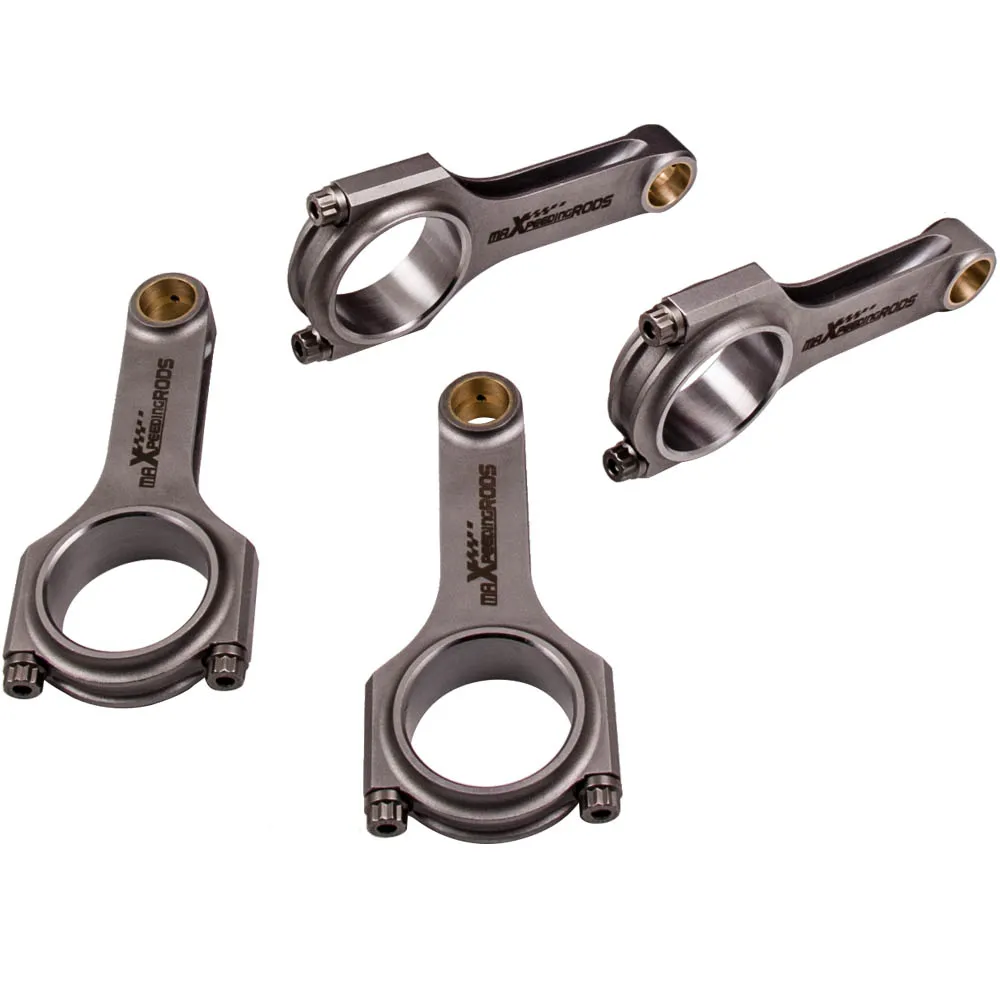 4x Connecting Rod Rods for Mitsubishi 4G93 Lancer FTO 19mm pin Conrods 133.5mm Bielle Pleuel Shot Peened TUV Screws