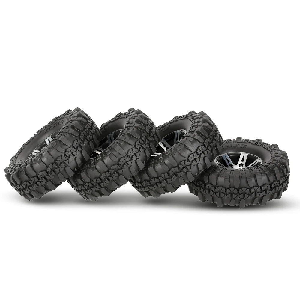 Black 4 шт. AX-4020A 1,9 дюймов 110 мм 1/10 Рок Гусеничный шины с сплав Beadlock обод колеса для D90 SCX10 AXAIL RC4WD TF2 RC автомобиль - Цвет: Black