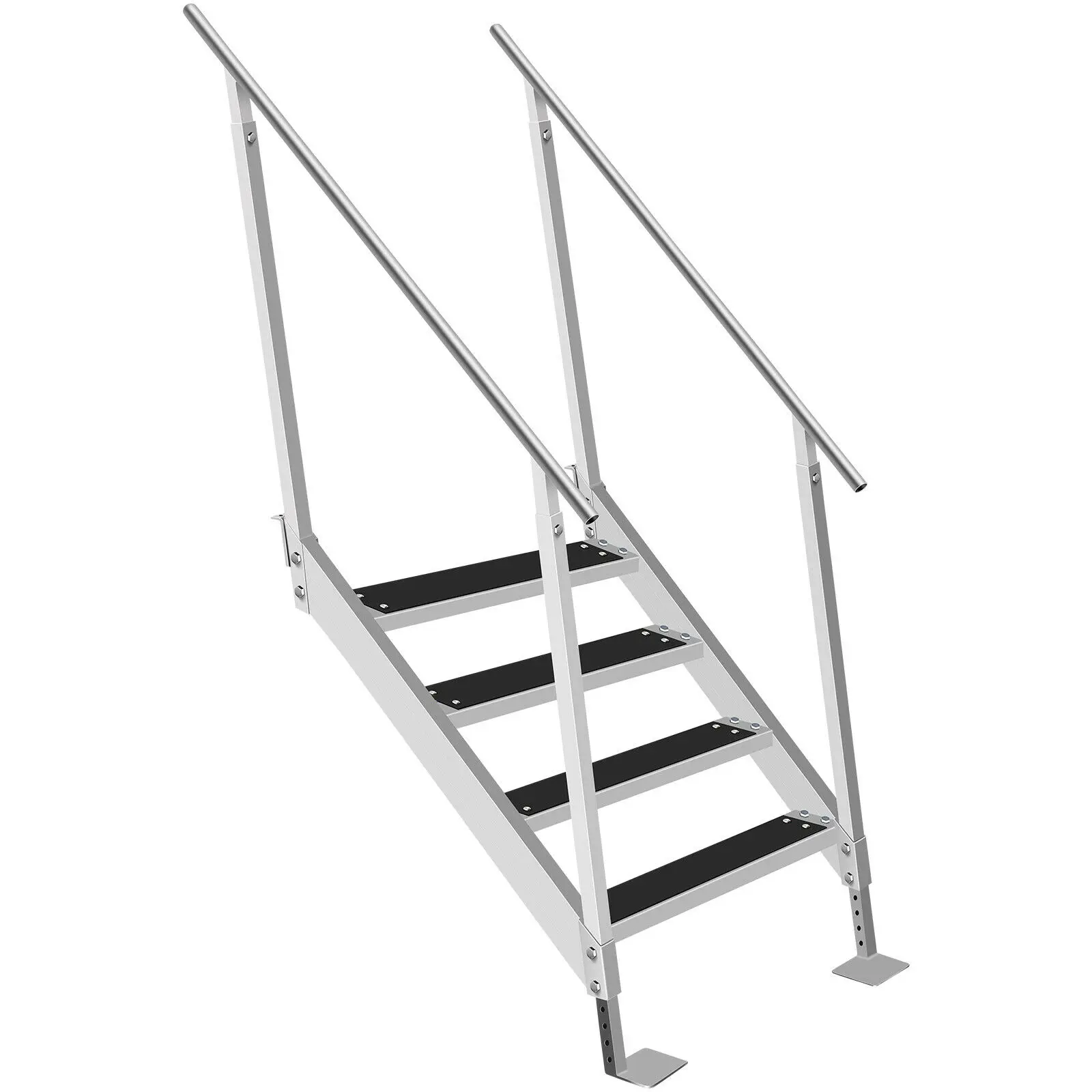 VEVOR-escalera de aluminio con escalones ajustables y antideslizantes para barco, muelle de abordaje, piscina, Pont&oacute;n, 350 libras, 4/6 escalones-0