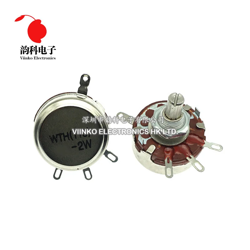 

5PCS WTH118 2W 1A Potentiometer 100K ohm WTH118-2W Round Shaft Carbon Rotary Taper Potentiometer