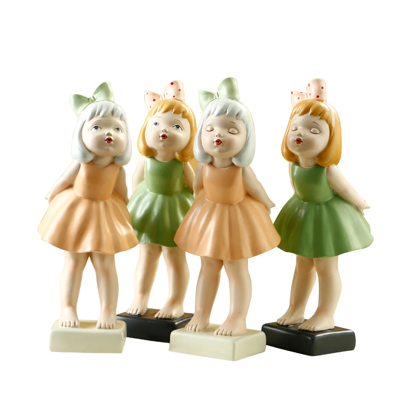 

Nordic Resin Statue Fresh and Cute Girl Sculpture Home Decor Decorative Figures Living Room Desktop Decoration Children's Gift