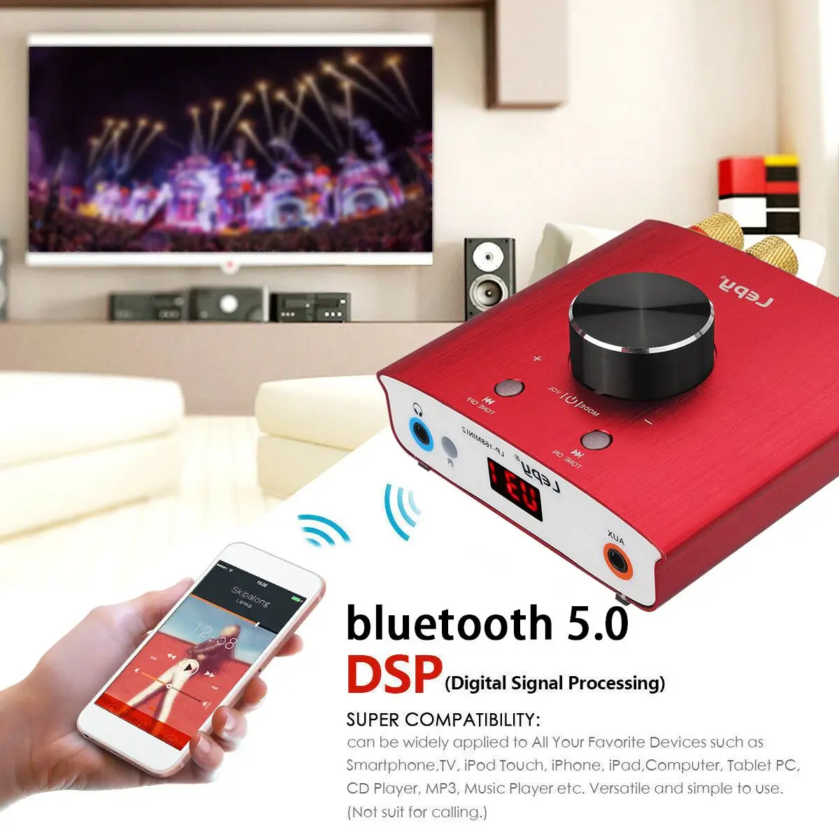 100 Вт+ 100 Вт Мини bluetooth 5,0 цифровой усилитель Hifi стерео домашний аудио усилитель мощности автомобильный усилитель DSP BT мини наушники класса D