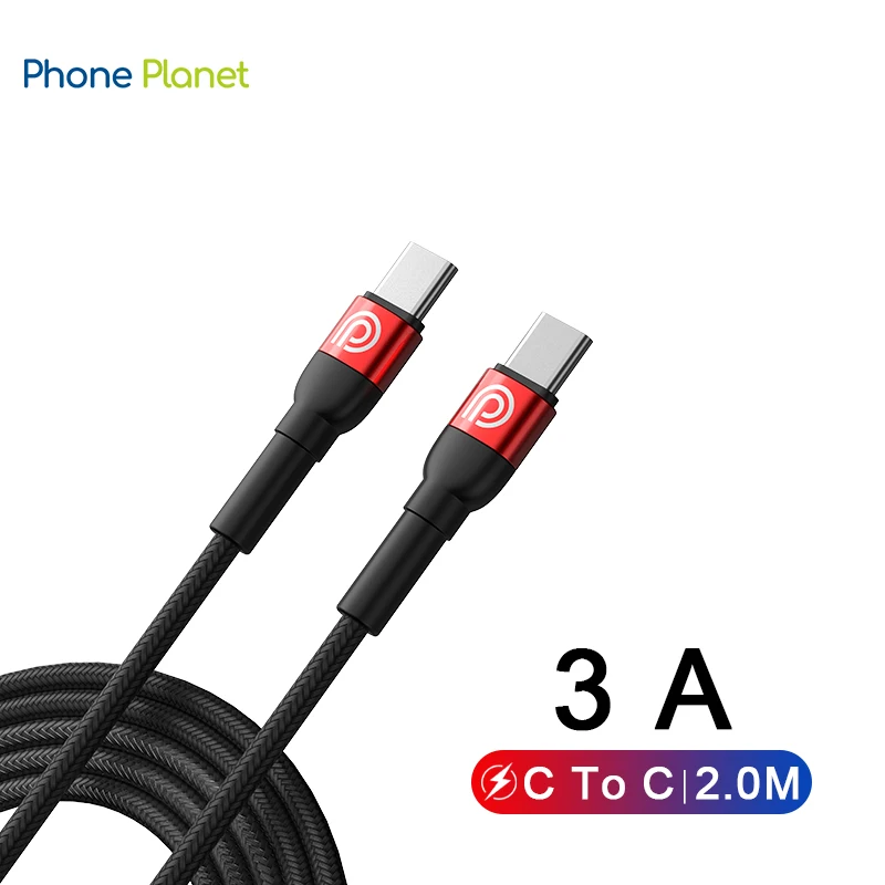 

Phone Planet USB Type C-C Cable For Huawei P40 Pro Samsung Xiaomi VIVO 3A Fast Charging USB-C Cable Mobile Phone Charger Cord