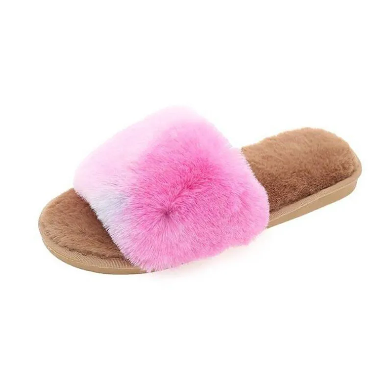 Домашние женские меховые тапочки из искусственной замши Зимние теплые плюшевые