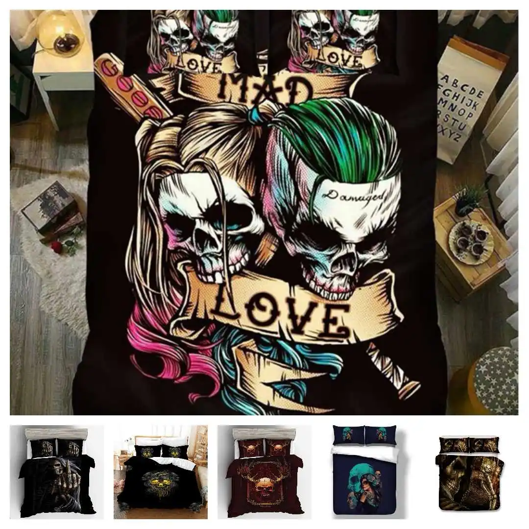 Популярный Стиль оптовая продажа Комплект постельного белья 3d цифровой череп