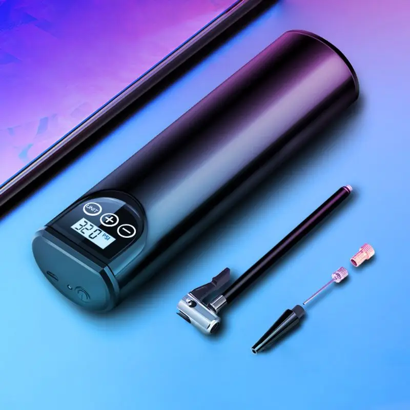 

Multipurpose Portable Electric Inflator USB Rechargeable LCD Display Tire Air Pump LED Light Air Compressor for Bike Car
