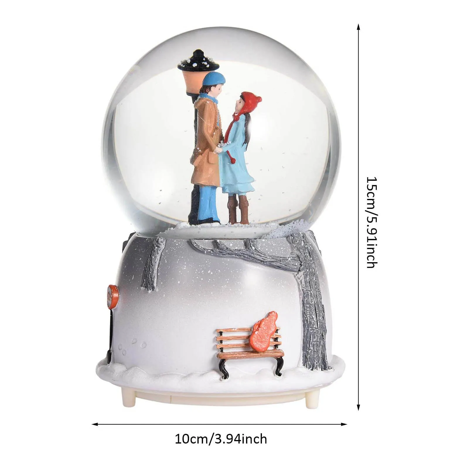 

Night Light Music Box Crystal Ball Craft Home Desktop Decor Snow Globe Glass Wedding Gift Winter Lovers Snowball with Snowflake