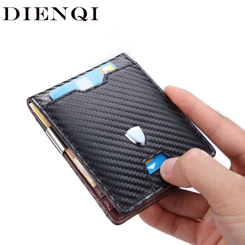 DIENQI Rfid мужские бумажники из углеродного волокна держатель для карт мужской