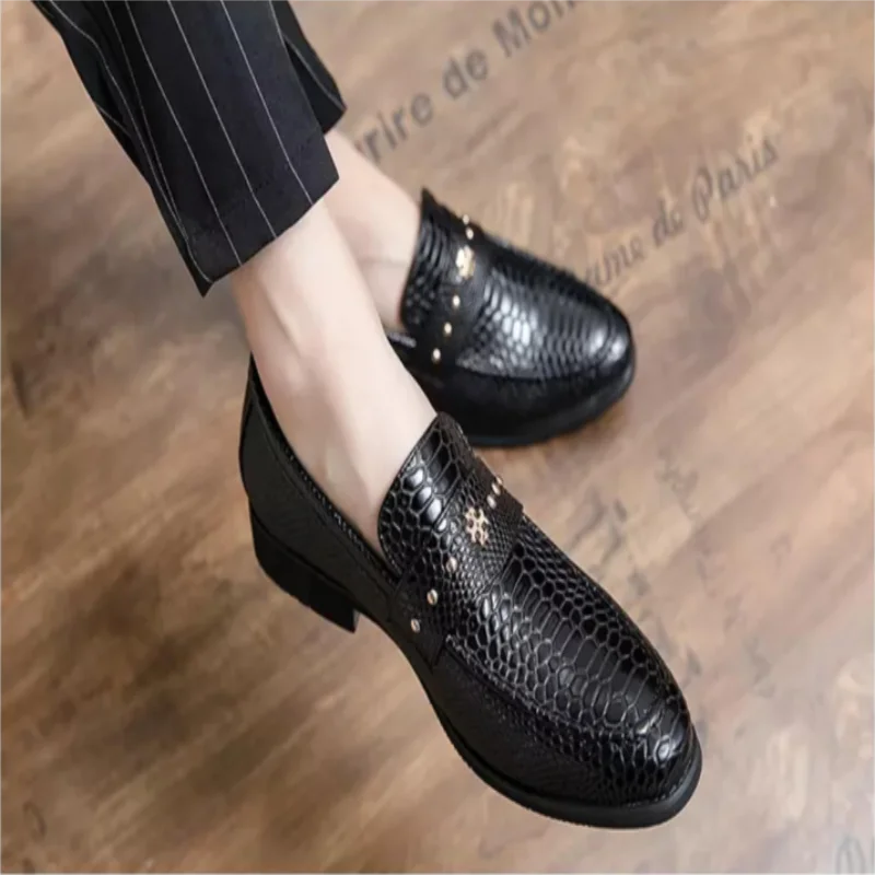 

Chinmai / 1226 Cross Border Large Size Leather Shoes Korean Version British Style Snake Grain Small Leather Shoes Men's ZQ0095