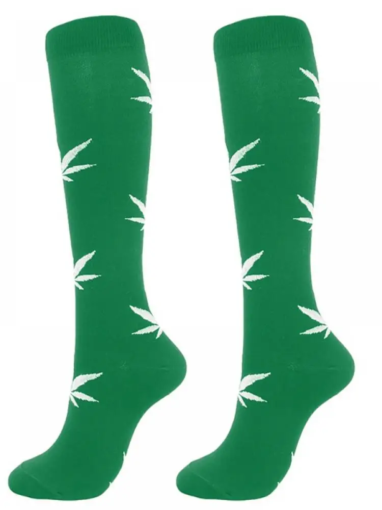

2021 One Pair Of Men And Women New Outdoor Cycling Maple Leaf Fashion Sports Compression Socks