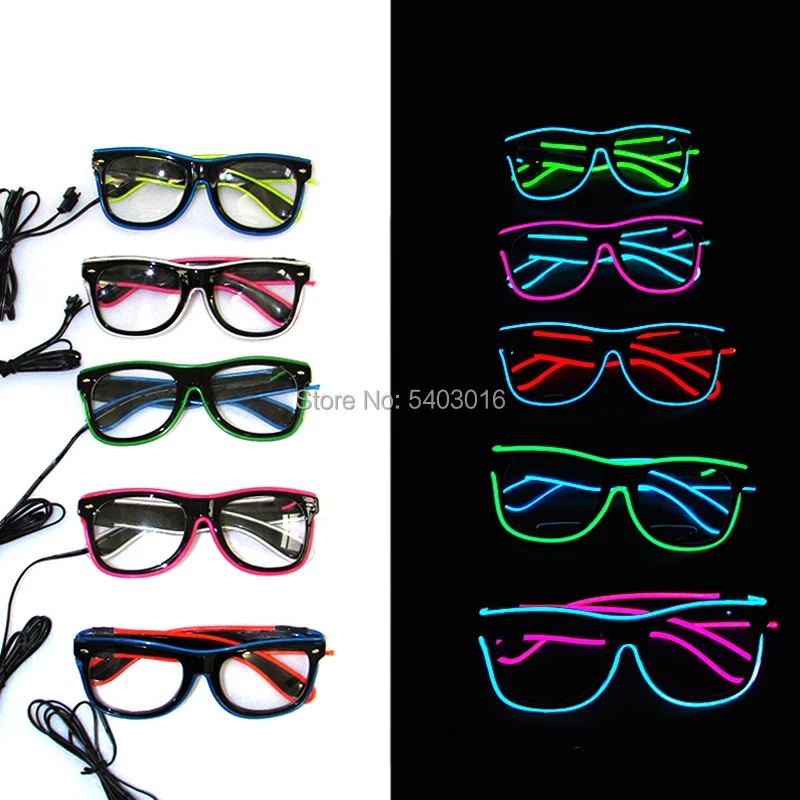 Cool Fashion Double Colors EL Glasses Wire Glowing Neon LED Light Up Sunglasses Glow Party Decorative |