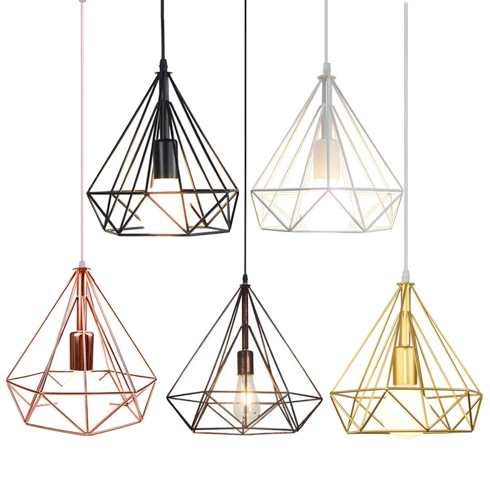 

Modern LED Pendant Light Vintage Industrial Loft Cage Hanging Lamp Kitchen Island Lamps Home Living Room Lighting Fixture Decor