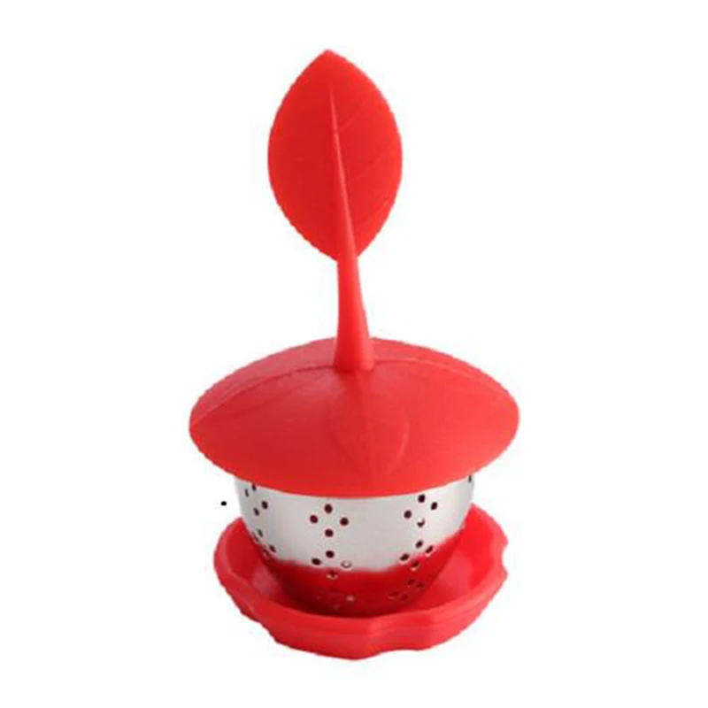 Tea Infuser Red 1 Сладкая сеточка для заваривания листового чая пищевой браслет из силиконовой нержавеющей стали сито для чая с поддон Сито-заварник травяной сито для приправ кухонный инструмент - Цвет: Tea Infuser Red 1