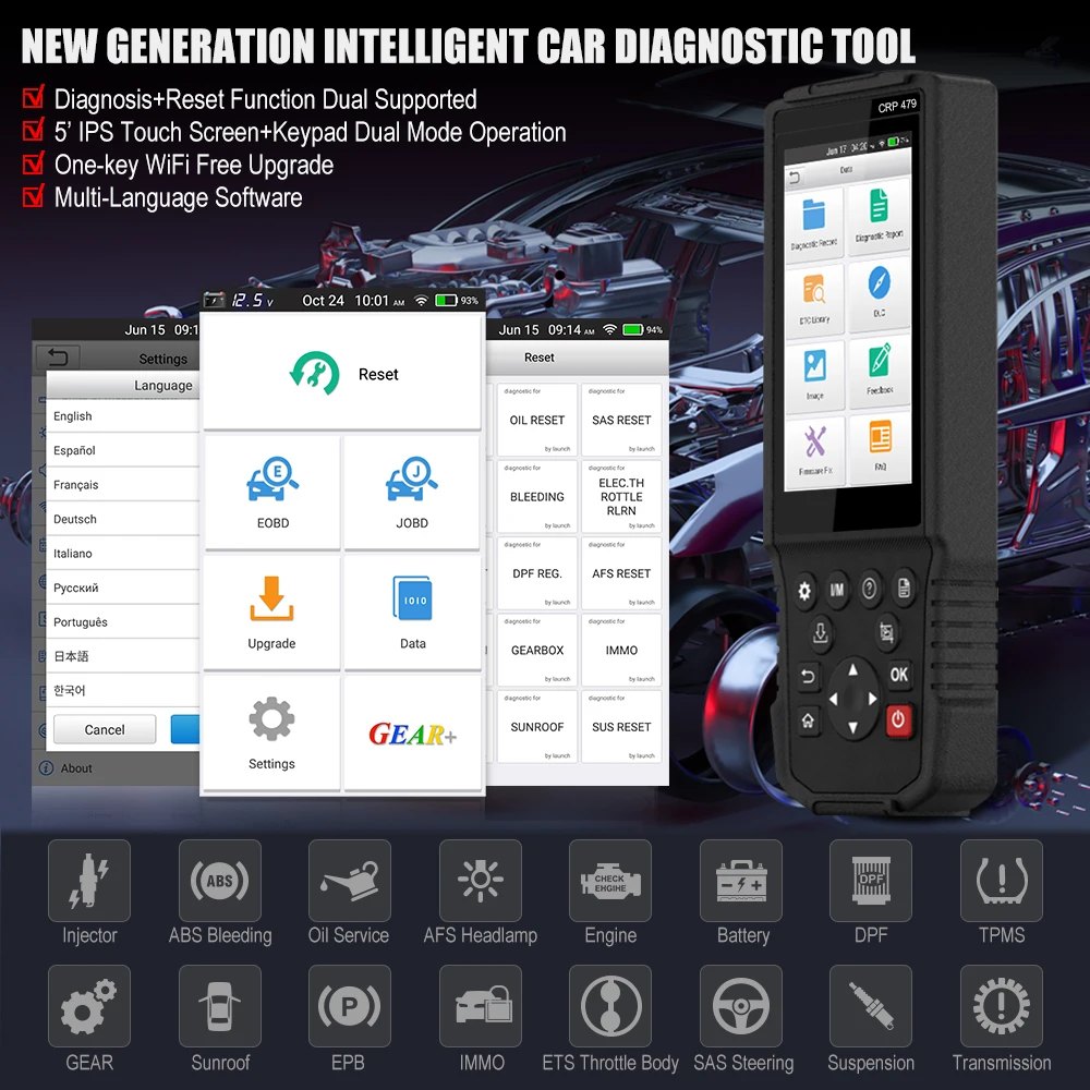LAUNCH CRP479 OBD2 сканер профессиональный авто диагностический инструмент DPF AFS 16 Сброс