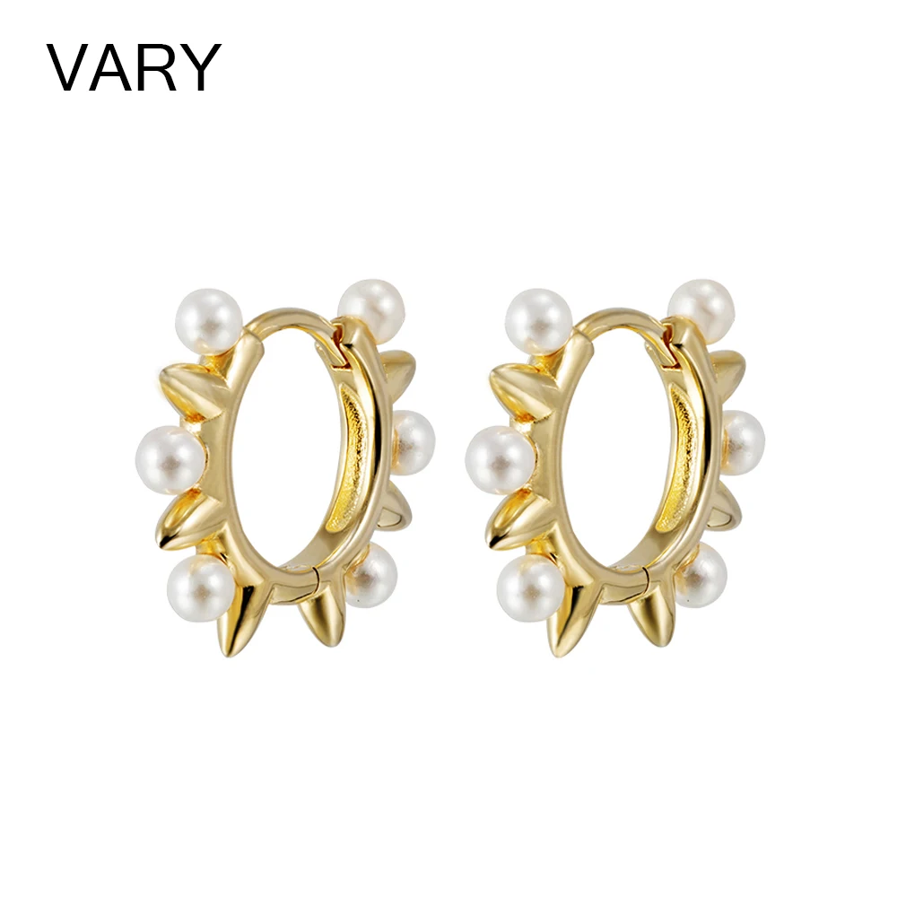 

VARY High quality 925 Sterling Silver Pearl hoop earrings for women