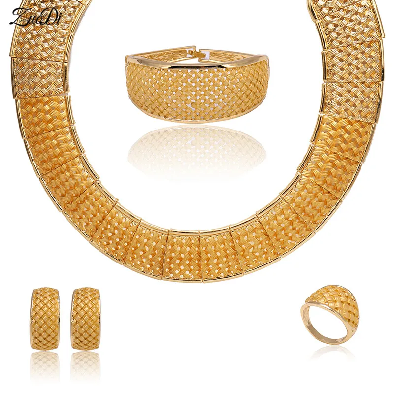 

ZuoDi 2019 Fashion African Big Jewelry Set Nigerian Women Wedding Jewelry set Brand Dubai gold color Jewelry set Wholesale