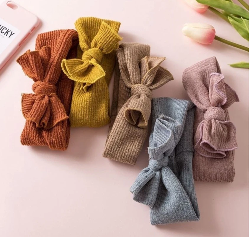 

2020 Baby Girls Bunny Kids Turban Knot Rabbit Headband Bow Hair Bands Head Wrap