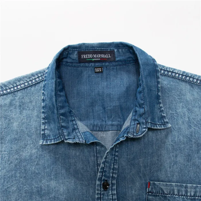 Джинсовая рубашка мужская с длинным рукавом 100% хлопок ковбойская