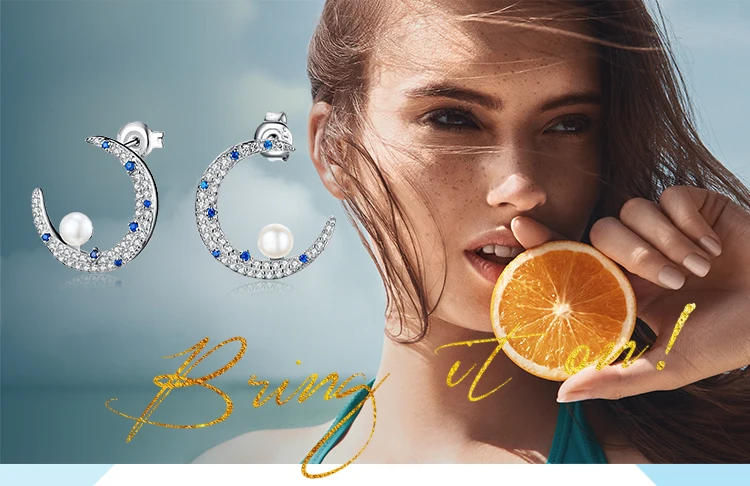 JewelryPalace созданный синий сапфир половина подвеска в виде полумесяца Pearl Цирконий женские серьги 925 пробы серебро ювелирных украшений
