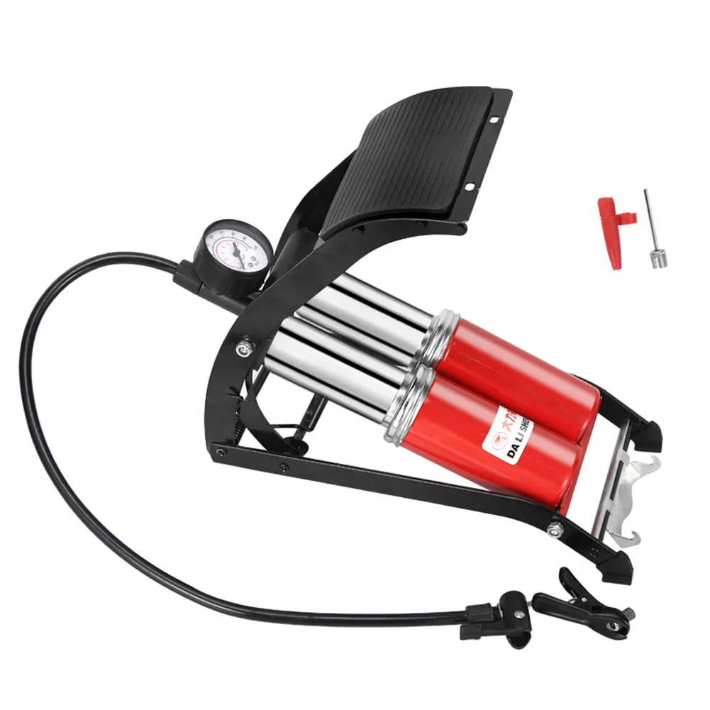 

Single/Double Cylinder Bike Foot Pump Foldable Bicycle Tire Pump with Foot Pedal, Accurate Pressure Gauge Ball Pump