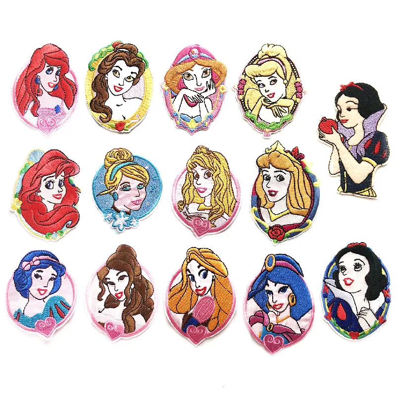 

Noble uppish Beautiful princess Head portrait Badge patch Iron on Patches Embroidered Sewing Applique for Clothes DIY