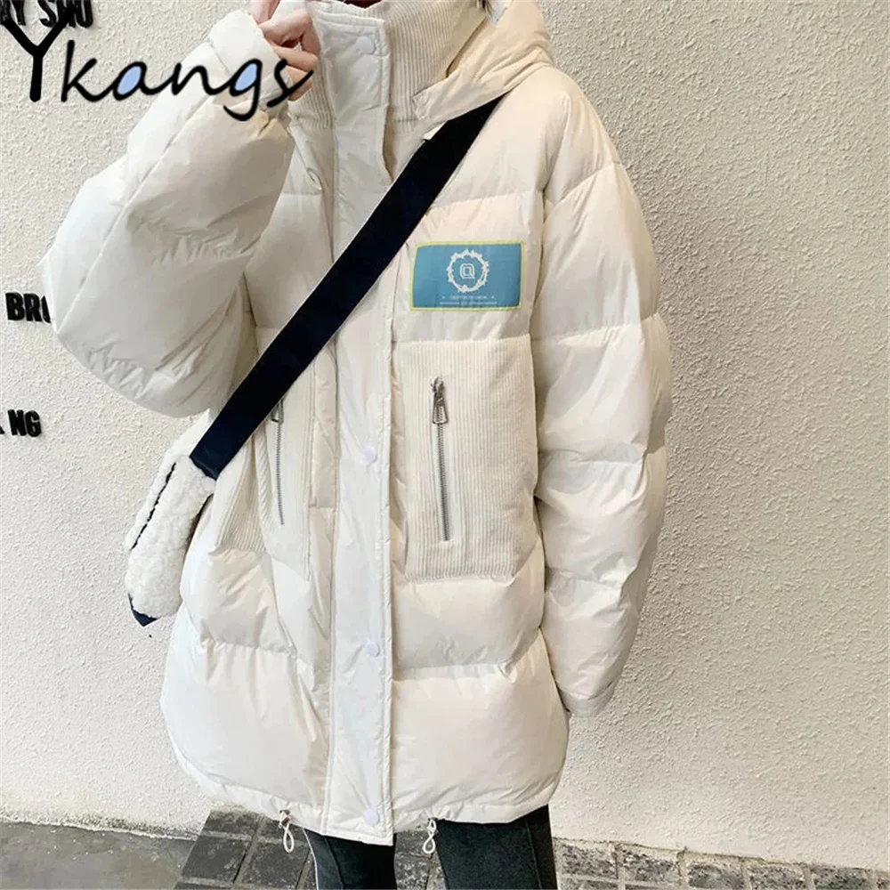 

Повседневная хлопчатобумажная одежда, Корейская свободная парка, зимняя теплая Женская куртка с капюшоном в стиле Харадзюку, студенческое ...