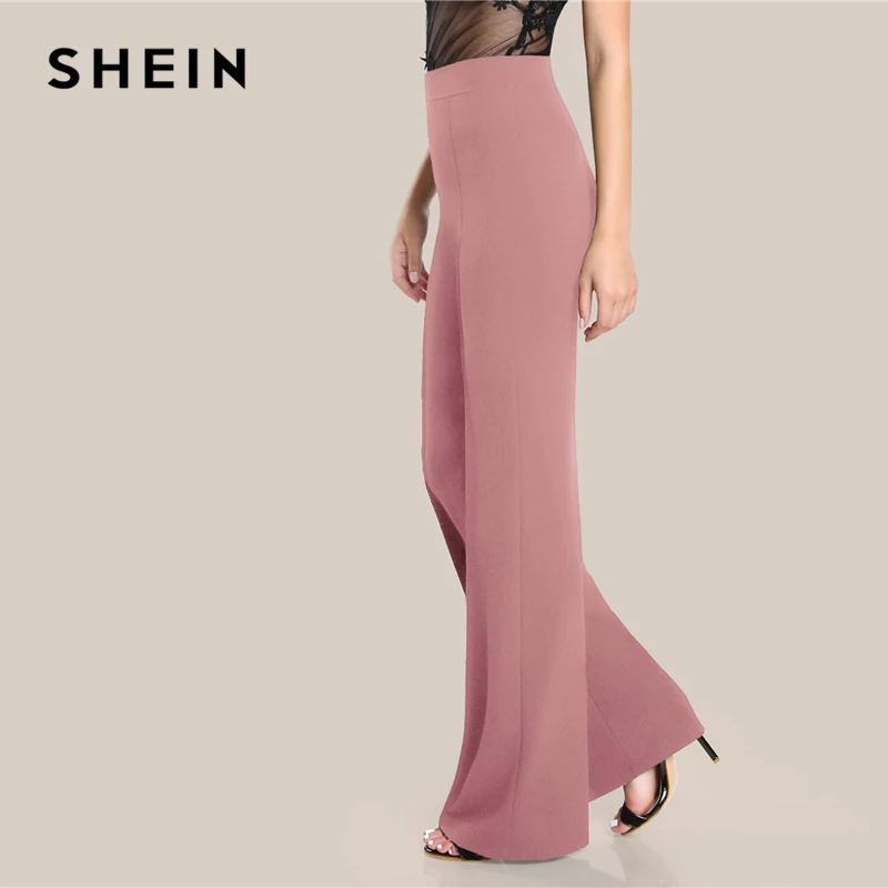 SHEIN Однотонные Широкие Прямые Брюки Офисные Стильные Брюки