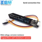 Емкостный модуль датчика влажности почвы, устойчивый к коррозии провод широкого напряжения 3,3  5,5 В с силой тяжести для Arduino