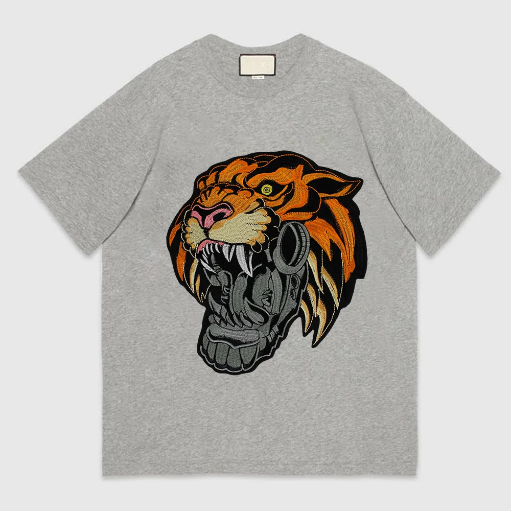 Властная большой головы тигра вышивка утюг на аппликация одежду DIY джинсовая