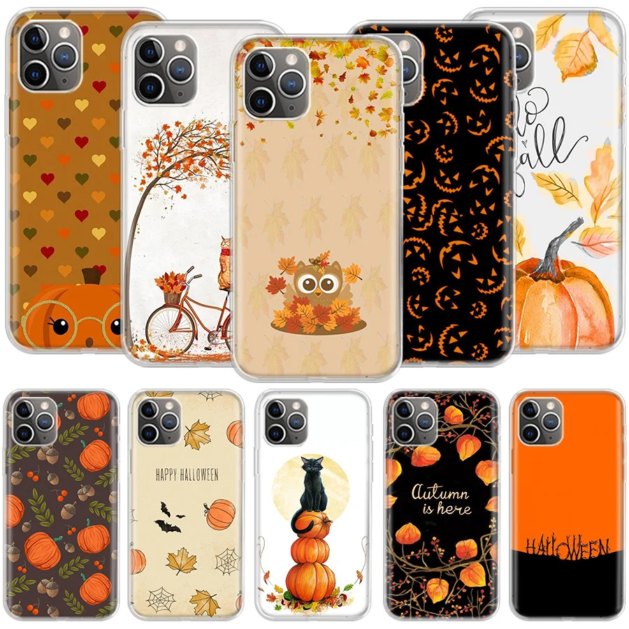 Autumn leaves fall fox pumpkin Halloween Phone For Apple Iphone 12 13 Pro Max Mini 11 8 7 Plus 6 6S X XS XR Case 5 5S SE 2020 Sh