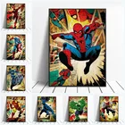 Настенные картины с героями Марвел, Мстители, комиксы, в стиле ретро, декор для детской спальни