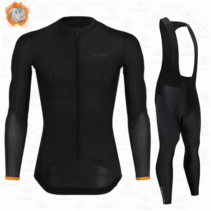 

LE COL Cycling Clothing Winter Fleece Men Jersey set Mtb Mountain Bike Long Sleeve Gel Cycle Bicycle Uniform Cycling jersey set
