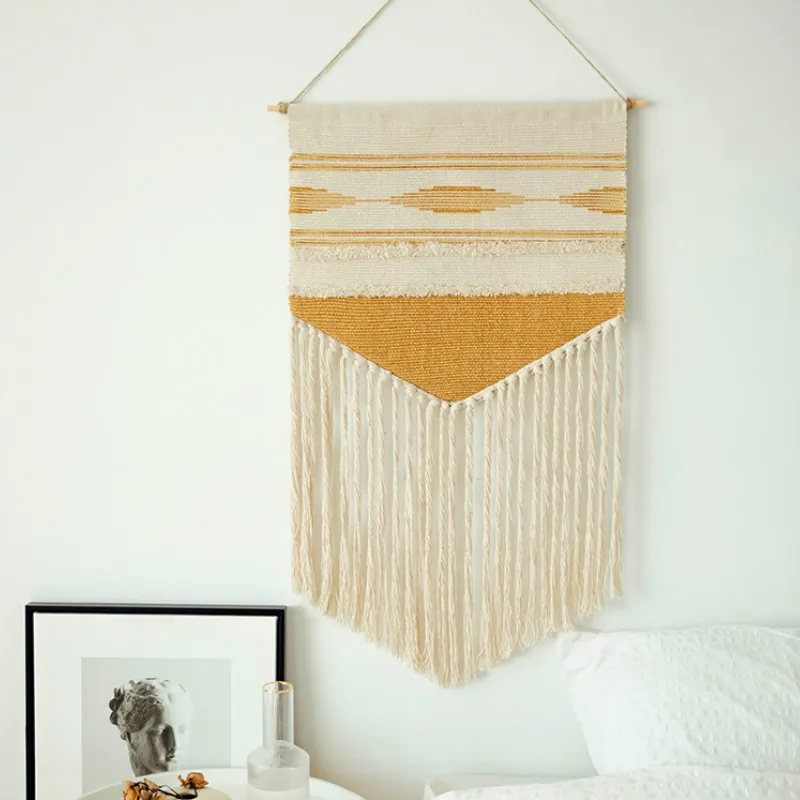 

Hanging Flag Simple Geometric Artistic Stripe Tufting Cotton Thread Tapestry Wall Carpet Home Decorations