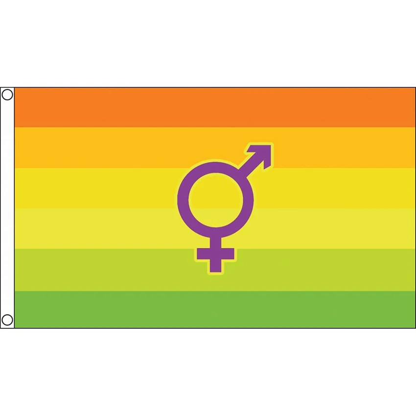 

Флаг Гордости Hermaphrodite x 90 см ЛГБТ Радуга, баннер гей яркий цвет украшение подарок для домашвечерние 100D полиэстер для помещений и улицы