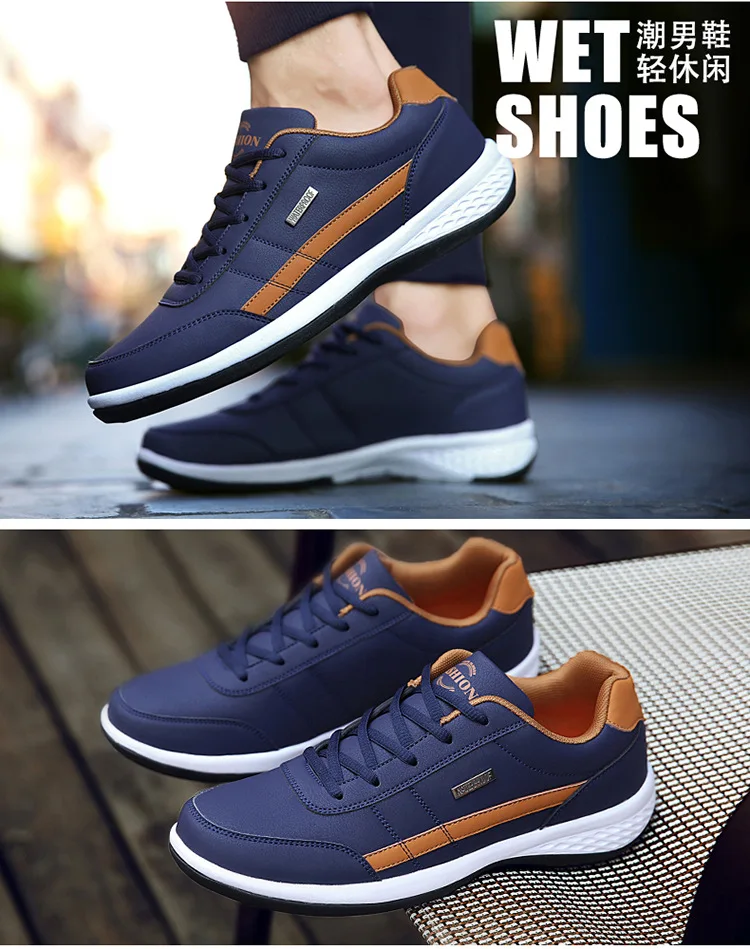 

Leather Men Shoes Sneakers Trend Casual Shoes Breathable Leisure Male Sneakers Non-slip Footwear Men Vulcanized Shoes Zapatillas