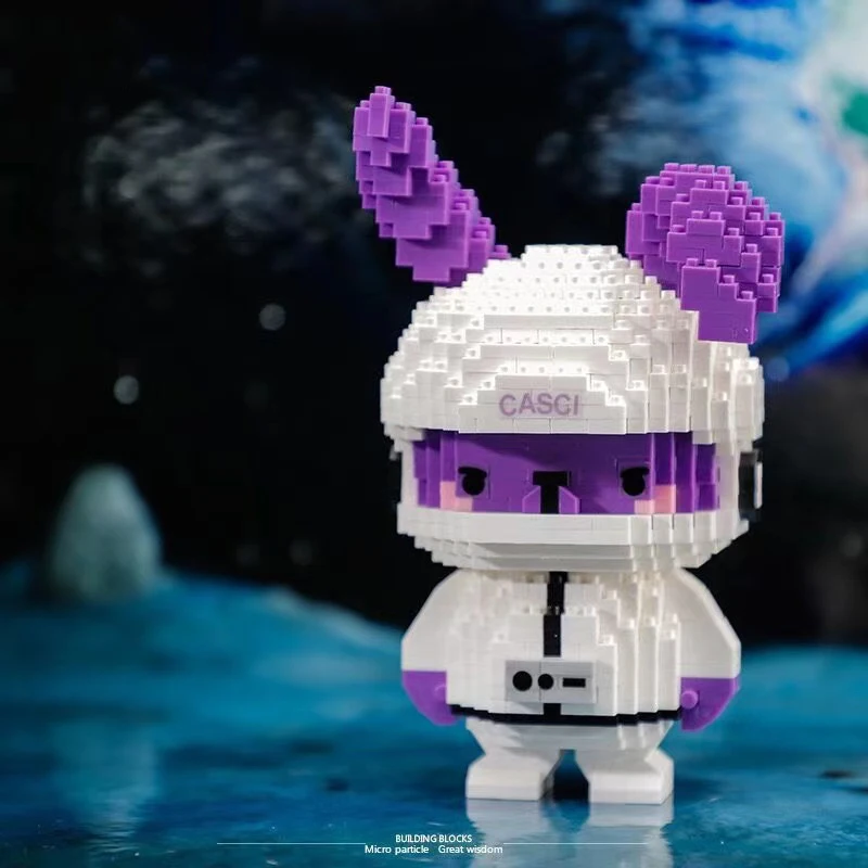 

Cartoon Siamese Diamond Block Cute Pink Bear Model Brick Anime Character Space Rabbit Three Eyes Monster Building Block Toy Gift