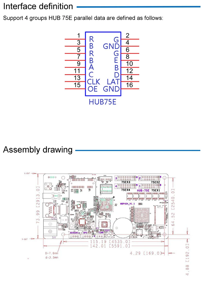 HD-D15 Async светодиодный контроллер, 640*64 HUB75, дверная Перемычка полноцветный, крыша такси, автобус рекламный экран специальный контроллер