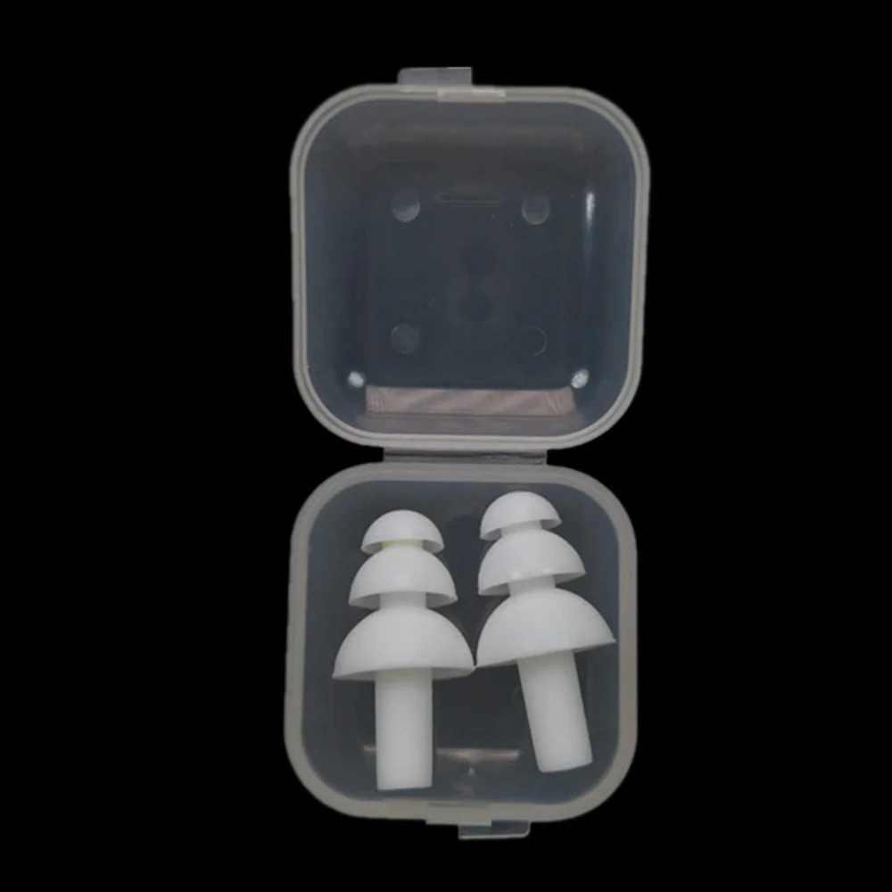 

1 Pair Waterproof Ear Plugs Silicone Nose Isolation Ear Protector for Swimming Diving (White)