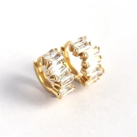full diamond zircon stud hoop earrings sterling 925 silver for women gold color girls jewelry des boucles doreilles